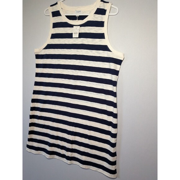 J. Crew Dress Womens M Blue Stripes Cotton Tank Sundress Beach Cover Resort NWT - Picture 3 of 10